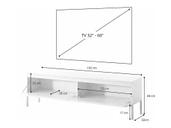 Mueble de TV - 150 cm - verde oscuro con patas negras - BEMMI