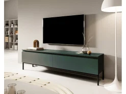 Mueble de TV - 150 cm - verde oscuro con patas negras - BEMMI