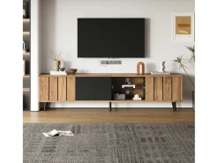 Mueble de TV - 175 x 31,5 x 45 cm - con 3 armarios - apto para TV de 75 pulgadas - aglomerado - natural