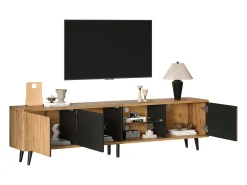 Mueble de TV - 175 x 31,5 x 45 cm - con 3 armarios - apto para TV de 75 pulgadas - aglomerado - natural