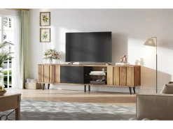 Mueble de TV - 175 x 31,5 x 45 cm - con 3 armarios - apto para TV de 75 pulgadas - aglomerado - natural