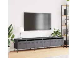 Mueble de TV acero laminado en frío antracita 202x39x43,5 cm