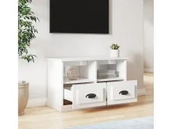 Mueble de TV blanco brillo 80x35x50 cm madera de ingeniería