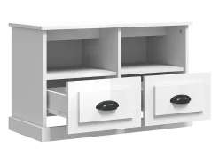 Mueble de TV blanco brillo 80x35x50 cm madera de ingeniería