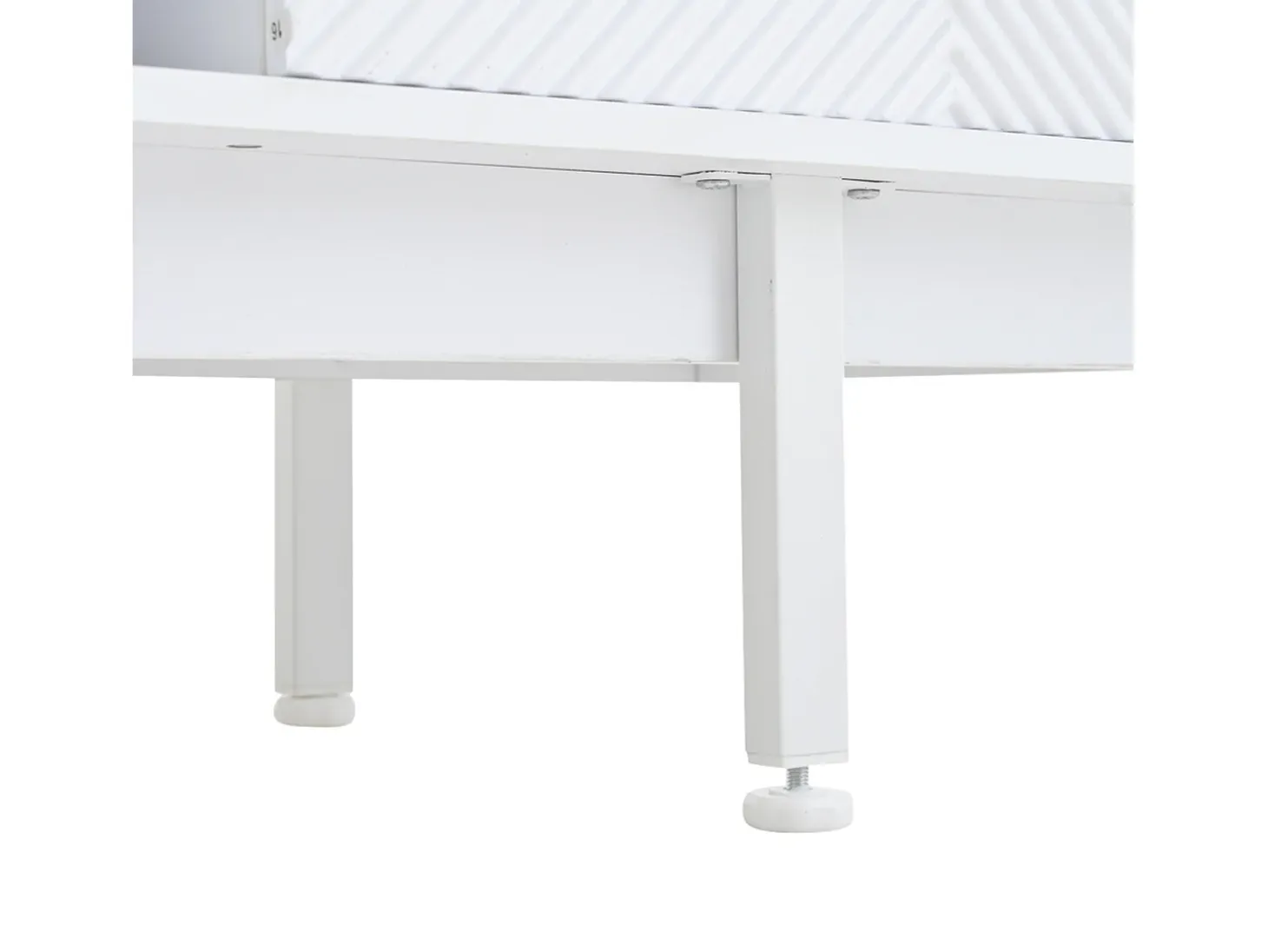 Mueble de TV blanco con 2 puertas y 2 cajones, estantes abiertos - Para salón y oficina