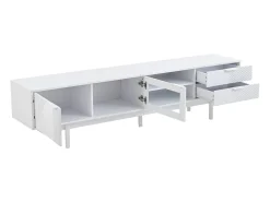 Mueble de TV blanco con 2 puertas y 2 cajones, estantes abiertos - Para salón y oficina