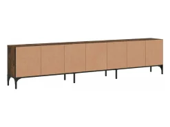 Mueble de TV cajón madera ingeniería roble ahumado 200x25x44 cm