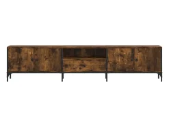 Mueble de TV cajón madera ingeniería roble ahumado 200x25x44 cm