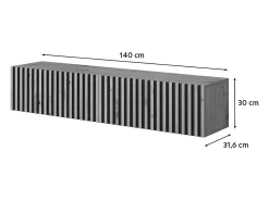 Mueble de TV colgante - roble artesano con frente de lamas - 140 cm - Telire