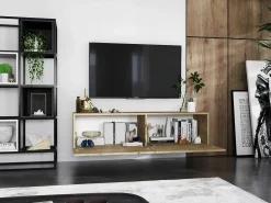 Mueble de TV colgante con 2 puertas - cuerpo Roble artesanal mate, frentes Roble artesanal mate - 120 cm