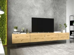 Mueble de TV colgante con 2 puertas - cuerpo Roble artesanal mate, frentes Roble artesanal mate - 120 cm