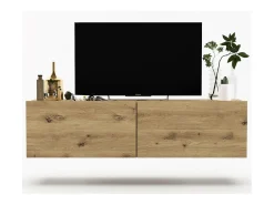 Mueble de TV colgante con 2 puertas - cuerpo Roble artesanal mate, frentes Roble artesanal mate - 120 cm