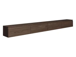 Mueble de TV colgante con 4 puertas abatibles – 300 cm – efecto madera nogal – BEMMI