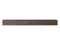 Mueble de TV colgante con 4 puertas abatibles – 300 cm – efecto madera nogal – BEMMI