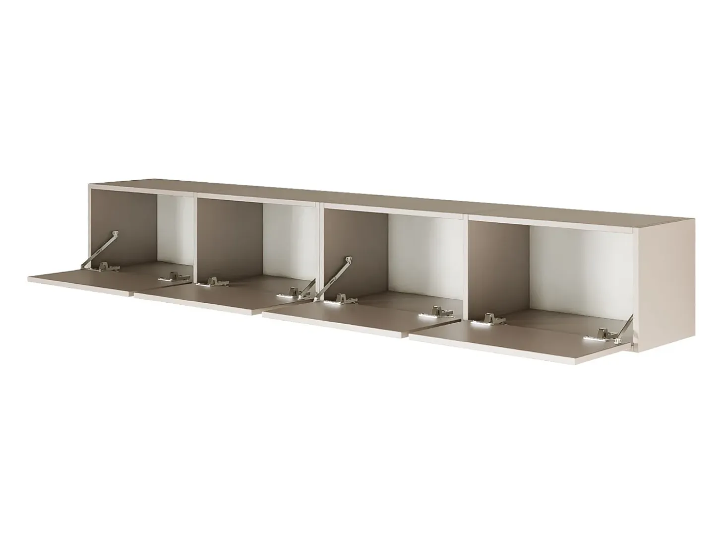 Mueble de TV colgante con 4 puertas abatibles – 200 cm – gris cachemira – FRAMME