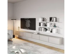 Mueble de TV colgante con 6 puertas abatibles – 300 cm – gris cachemira – FRAMME
