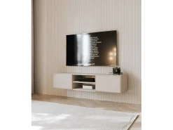 Mueble de TV colgante de 2 puertas con compartimento - Beige - 137 cm - CHOCOLATED