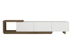 Mueble de TV con 3 cajones y 1 estante - Blanco y natural - DUKIAN