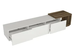 Mueble de TV con 3 cajones y 1 estante - Blanco y natural - DUKIAN