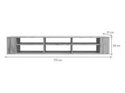 Mueble de TV con 6 compartimentos - Negro - 175 cm - WALL
