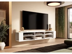 Mueble de TV con 6 compartimentos - Blanco - 175 cm - WALL