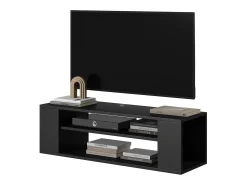Mueble de TV con 2 compartimentos - Negro - 100 cm - WALL