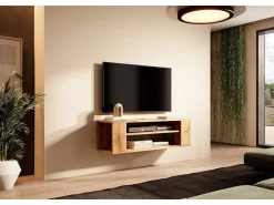 Mueble de TV con 2 compartimentos - Imitación roble - 100 cm - WALL