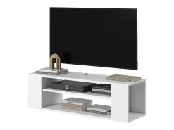 Mueble de TV con 2 compartimentos - Blanco - 100 cm - WALL