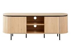 Mueble de TV con 2 puertas y laterales con efecto ranurado L150 cm - MALAGA