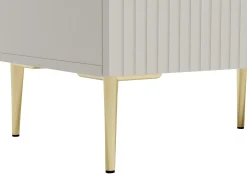 Mueble de TV con 2 puertas, 2 cajones y 2 nichos en MDF y acero - Beige y dorado - YESINIA