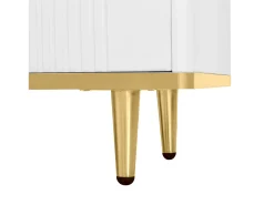 Mueble de TV con 2 puertas y 2 cajones - Tiradores y patas dorados - Blanco