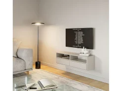 Mueble de TV con 2 puertas y estantes – gris cachemira – 100 cm – FRAMME