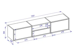 Mueble de TV con 3 puertas y un estante – acabado nogal – 150 cm – FRAMME