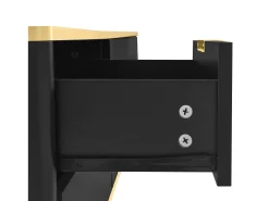 Mueble de TV con 2 puertas y 2 cajones - Tiradores y patas dorados - Negro