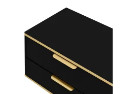 Mueble de TV con 2 puertas y 2 cajones - Tiradores y patas dorados - Negro