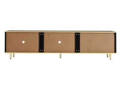 Mueble de TV con 2 puertas y 2 cajones - Tiradores y patas dorados - Negro