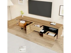 Mueble de TV con 2 puertas y 2 cajones - 173 x 38 x 48 cm - Tablero de partículas - para comedor - Color madera