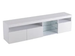 Mueble de TV con 3 puertas, 5 nichos y LED, blanco