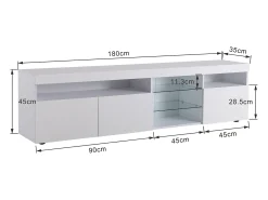Mueble de TV con 3 puertas, 5 nichos y LED, blanco