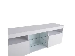 Mueble de TV con 3 puertas, 5 nichos y LED, blanco