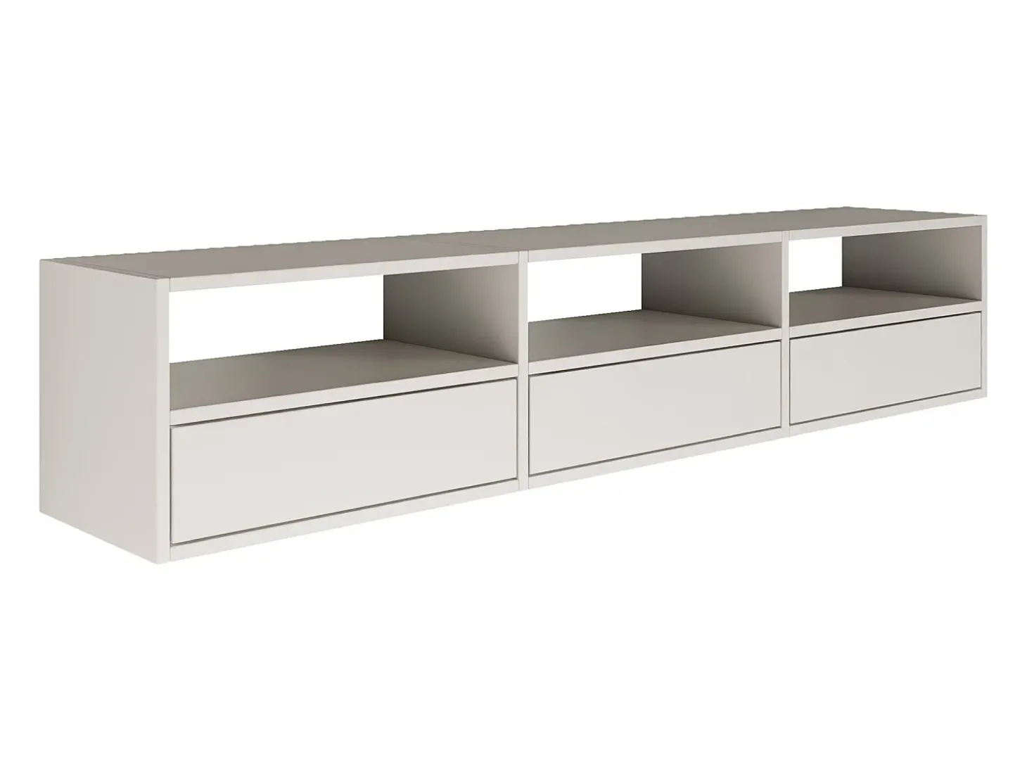 Mueble de TV con 3 puertas y estantes – blanco – 150 cm – FRAMME