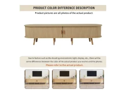 Mueble de TV con 2 puertas correderas ovaladas - 175 x 40 x 42cm - Madera MDF - Color madera