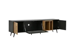 Mueble de TV con 3 puertas y 2 estantes - 200 x 40 x 55,5 cm - Madera MDF - Gris