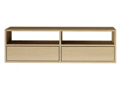 Mueble de TV con 2 puertas y estantes – acabado roble – 100 cm – FRAMME