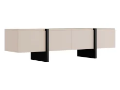 Mueble de TV con 4 puertas en MDF - Beige y Negro - LUVONIA