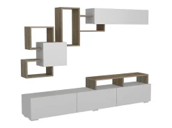 Mueble de TV con almacenaje - Natural claro y blanco - TALOLI II