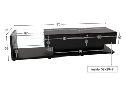 Mueble de TV con iluminación LED, 2 cajones y 2 estantes de cristal - Negro