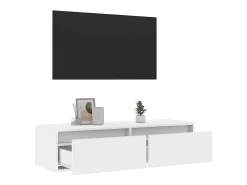 Mueble de TV con luces LED blanco 100X35,5x25 cm