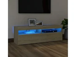 Mueble de TV con luces LED roble Sonoma 120x35x40 cm