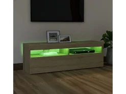 Mueble de TV con luces LED roble Sonoma 120x35x40 cm